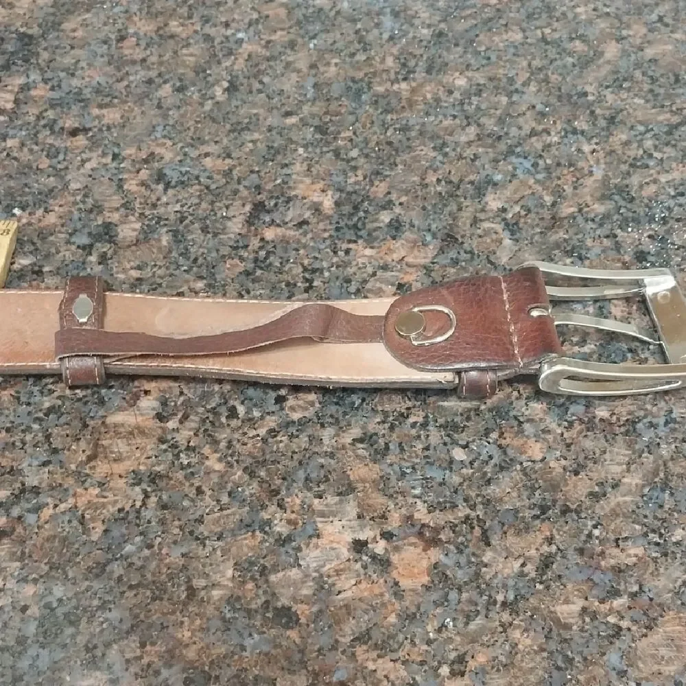 DiPolinni Brown Leather Belt with Silver Buckle